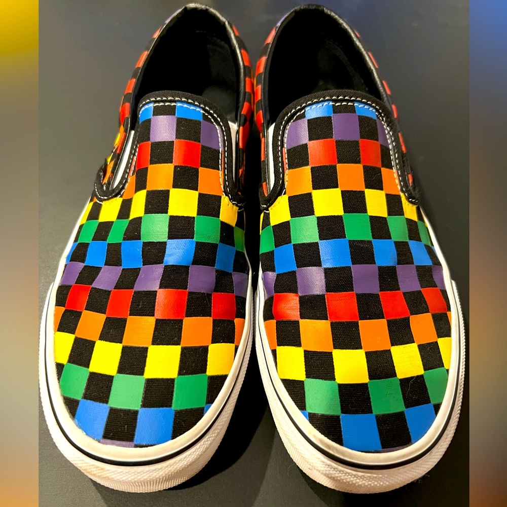 Rainbow checkered vans